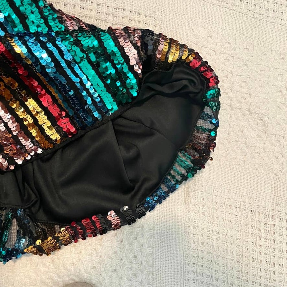Mi Ami Large Rainbow Multicolor Sequin Stripe Min… - image 5